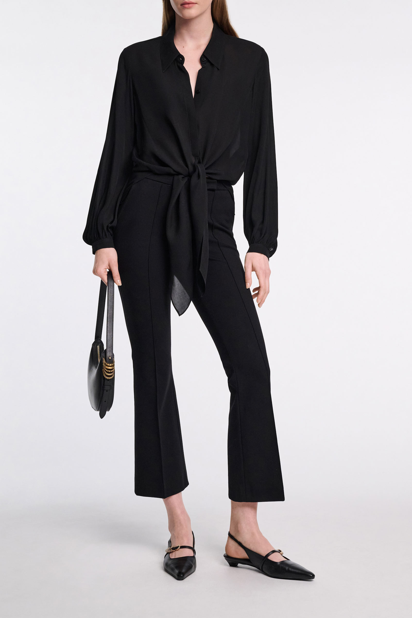 Dorothee Schumacher Bindebluse aus Seiden-Double-Georgette pure black