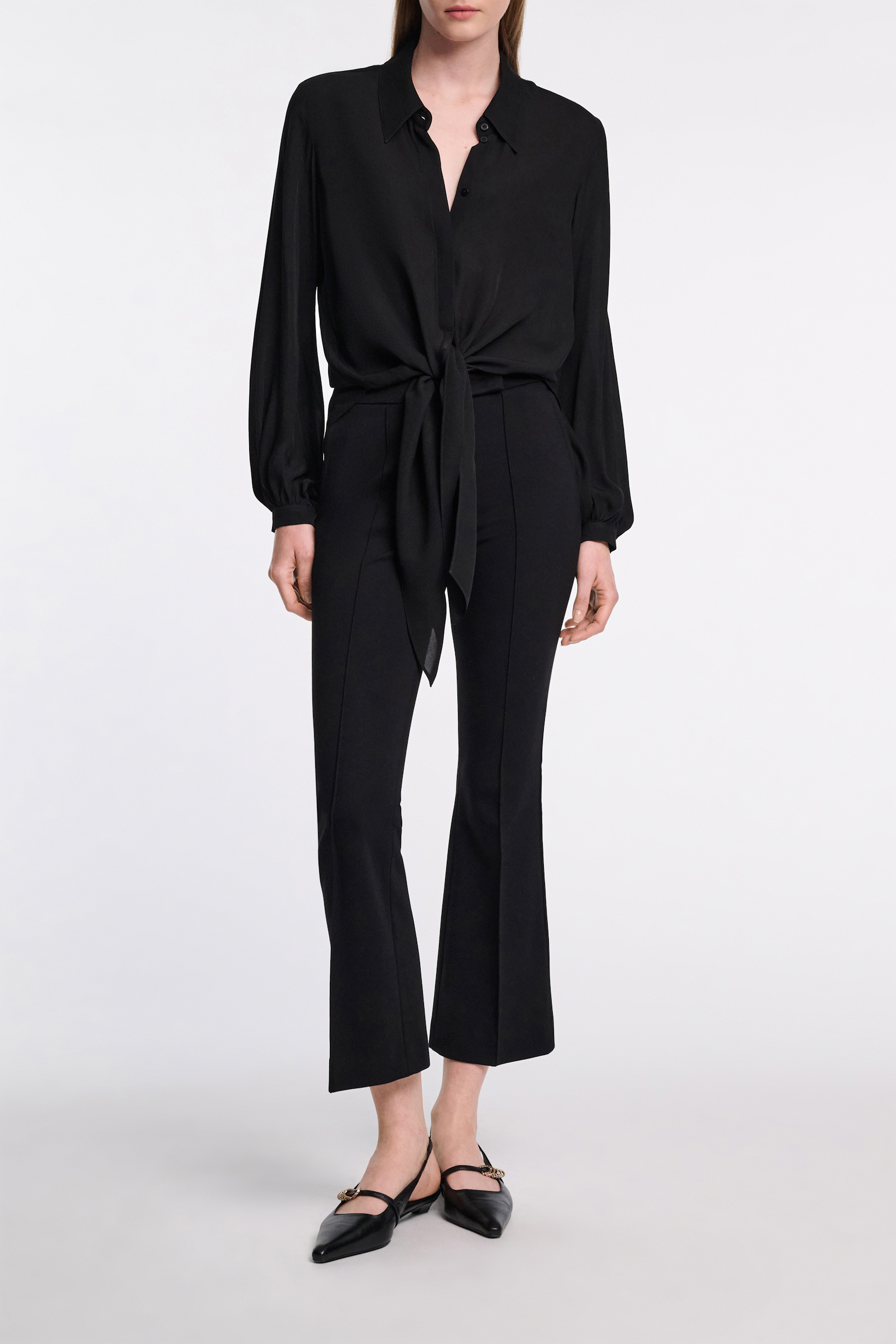 Dorothee Schumacher Bindebluse aus Seiden-Double-Georgette pure black