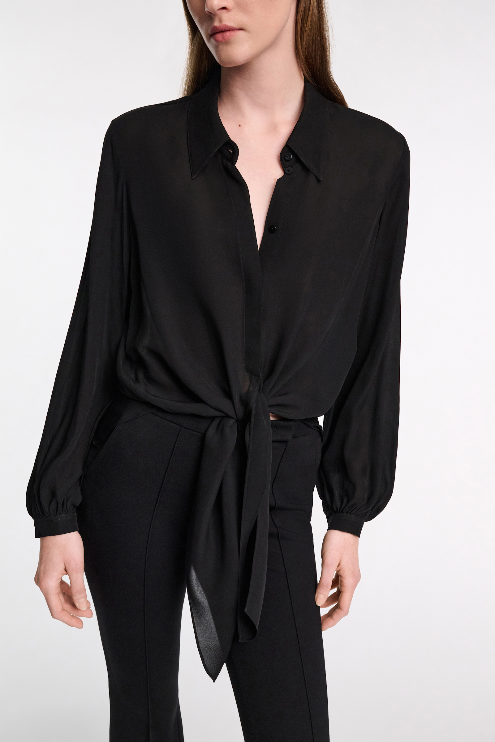 Dorothee Schumacher Bindebluse aus Seiden-Double-Georgette pure black