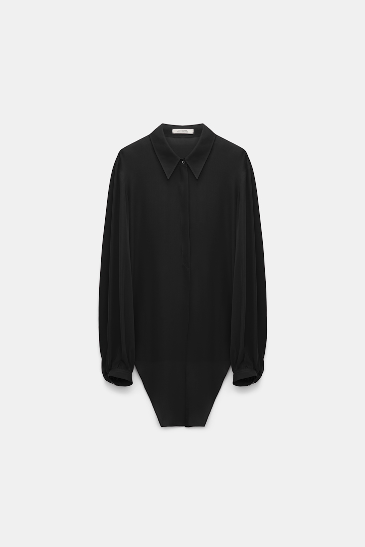 Dorothee Schumacher Bindebluse aus Seiden-Double-Georgette pure black