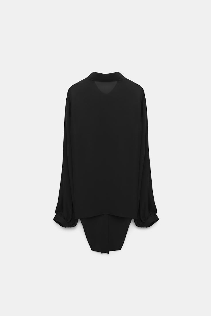 Dorothee Schumacher Bindebluse aus Seiden-Double-Georgette pure black