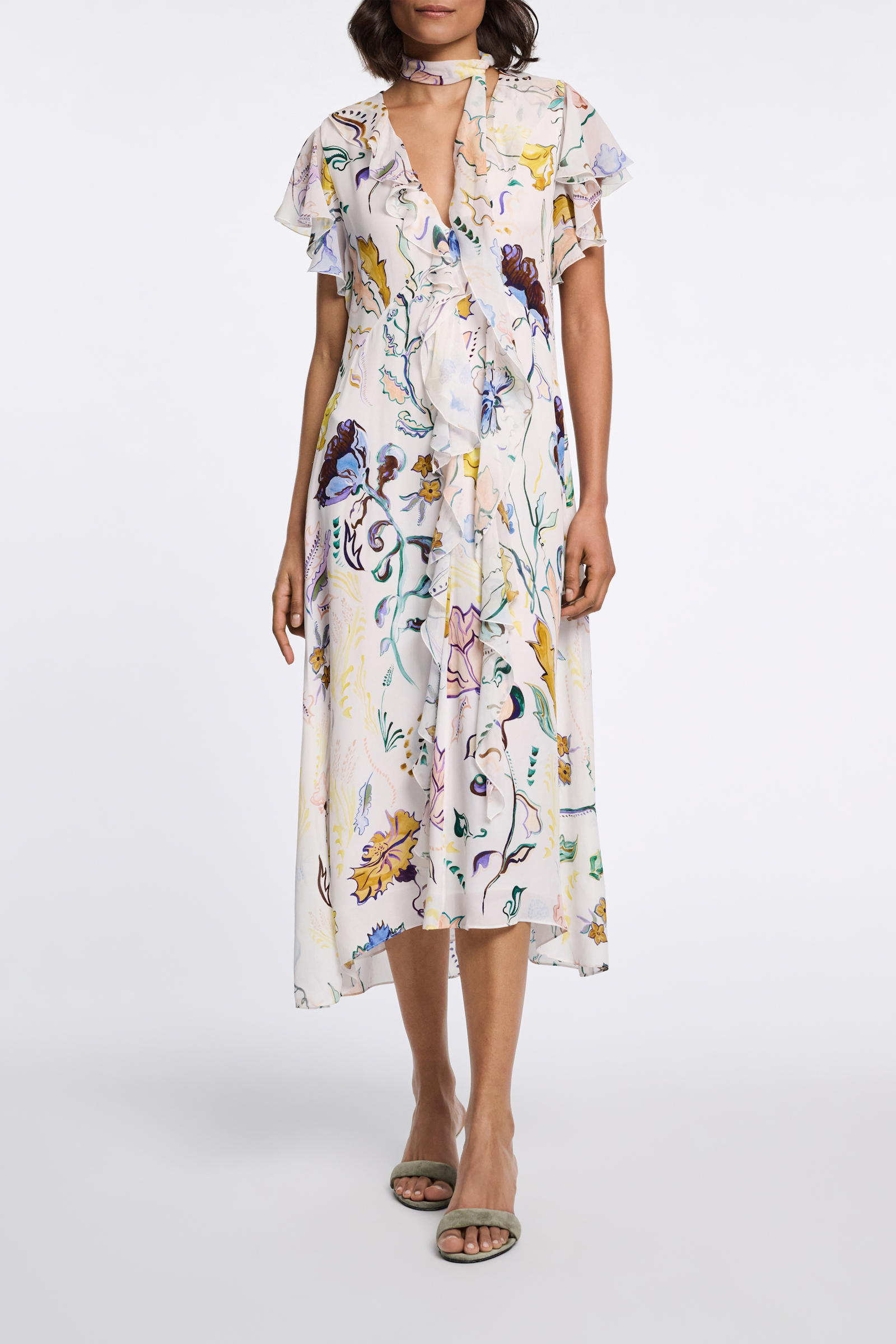 Dorothee Schumacher Midi-Kleid mit Volants und Signature Print Fairy Flower Print