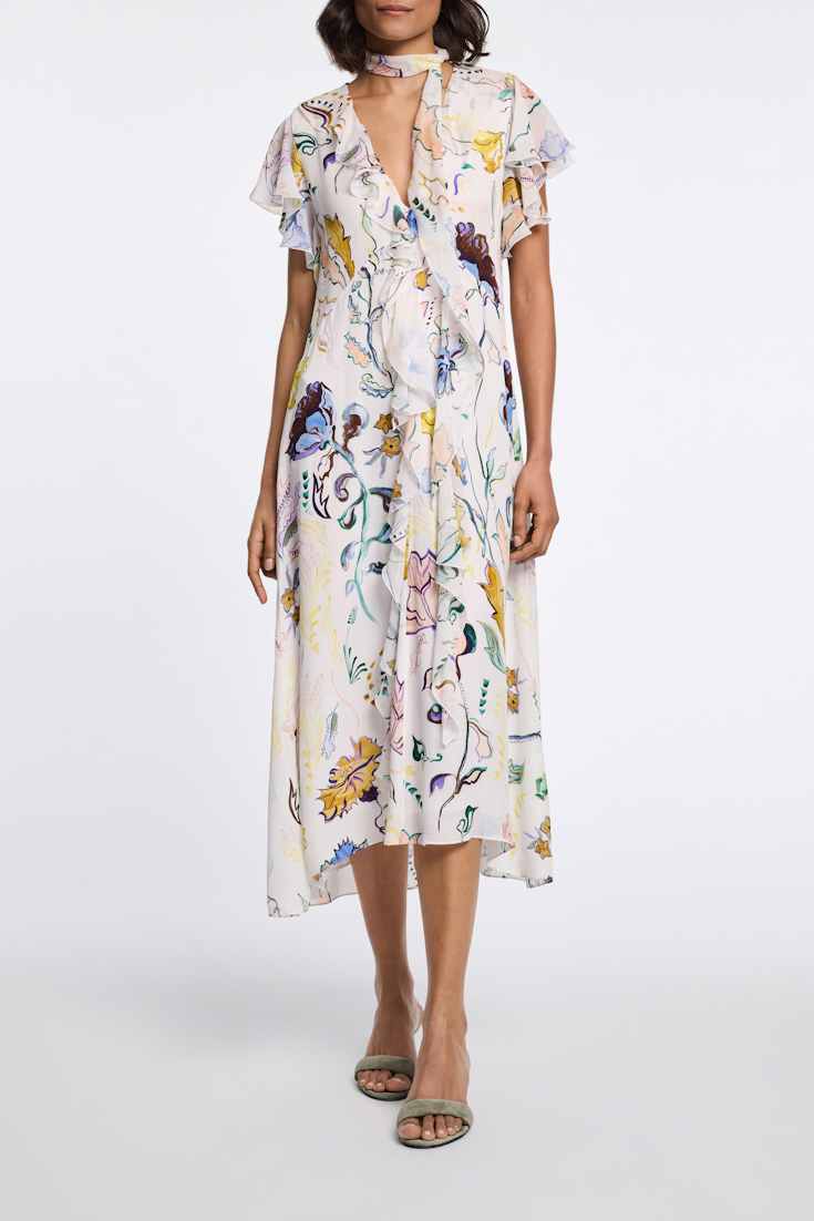 Dorothee Schumacher Midi-Kleid mit Volants und Signature Print Fairy Flower Print
