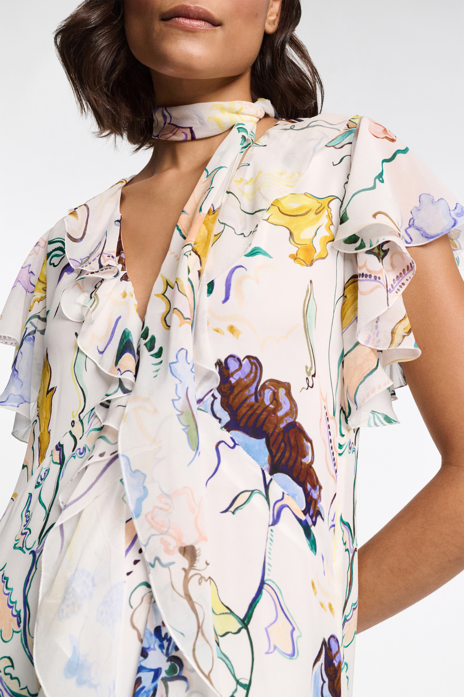 Dorothee Schumacher Midi-Kleid mit Volants und Signature Print Fairy Flower Print