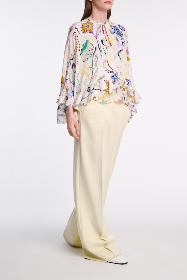 Dorothee Schumacher Printed silk georgette cape-blouse Wicked Flower Print