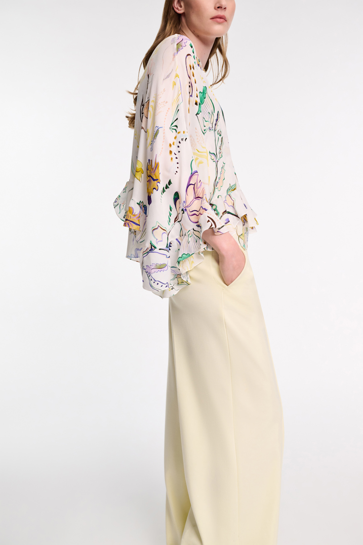 Dorothee Schumacher Printed silk georgette cape-blouse Wicked Flower Print