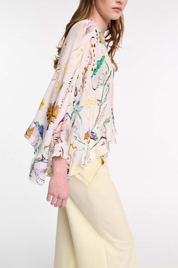 Dorothee Schumacher Printed silk georgette cape-blouse Wicked Flower Print