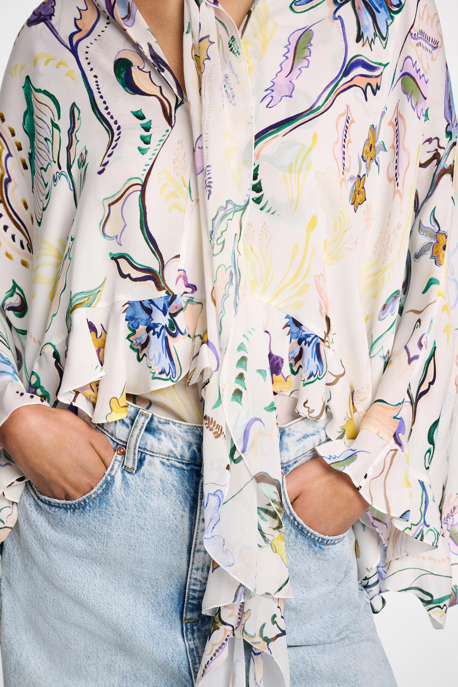 Dorothee Schumacher Printed silk georgette cape-blouse Wicked Flower Print