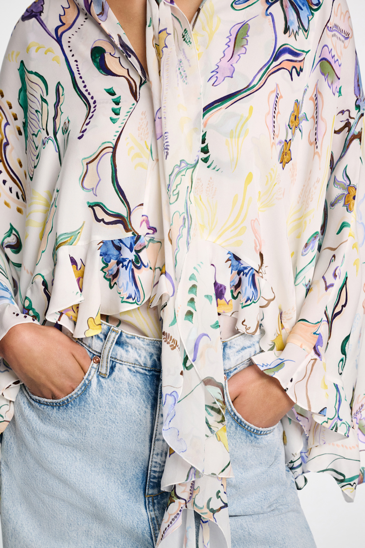 Dorothee Schumacher Printed silk georgette cape-blouse Wicked Flower Print
