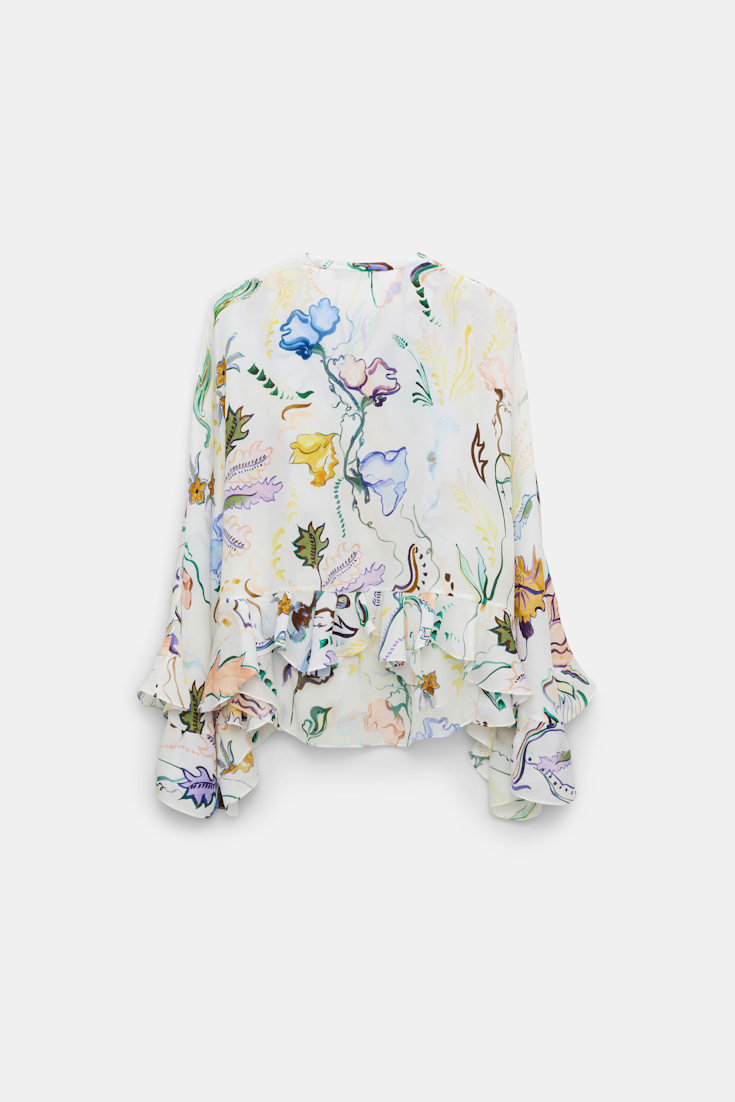 Dorothee Schumacher Printed silk georgette cape-blouse Wicked Flower Print