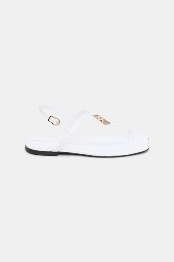Dorothee Schumacher Flache Sandalen mit T-Strap pure white
