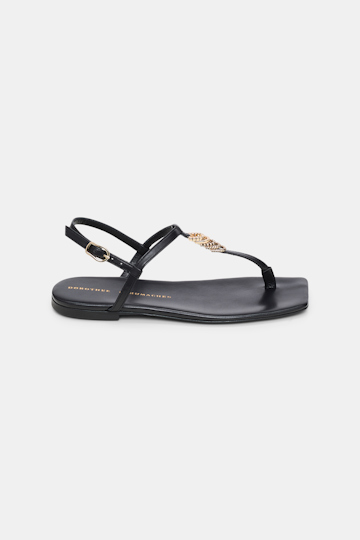 Dorothee Schumacher Flache Sandalen mit T-Strap pure black