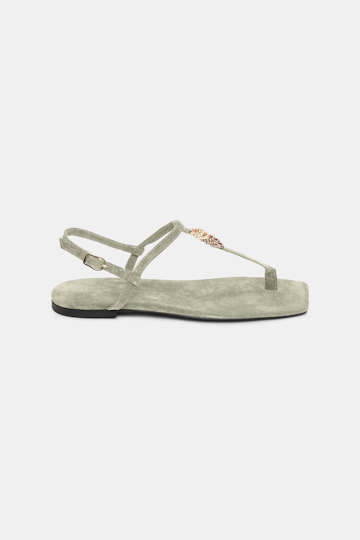Dorothee Schumacher Flache Sandalen mit T-Strap soft green