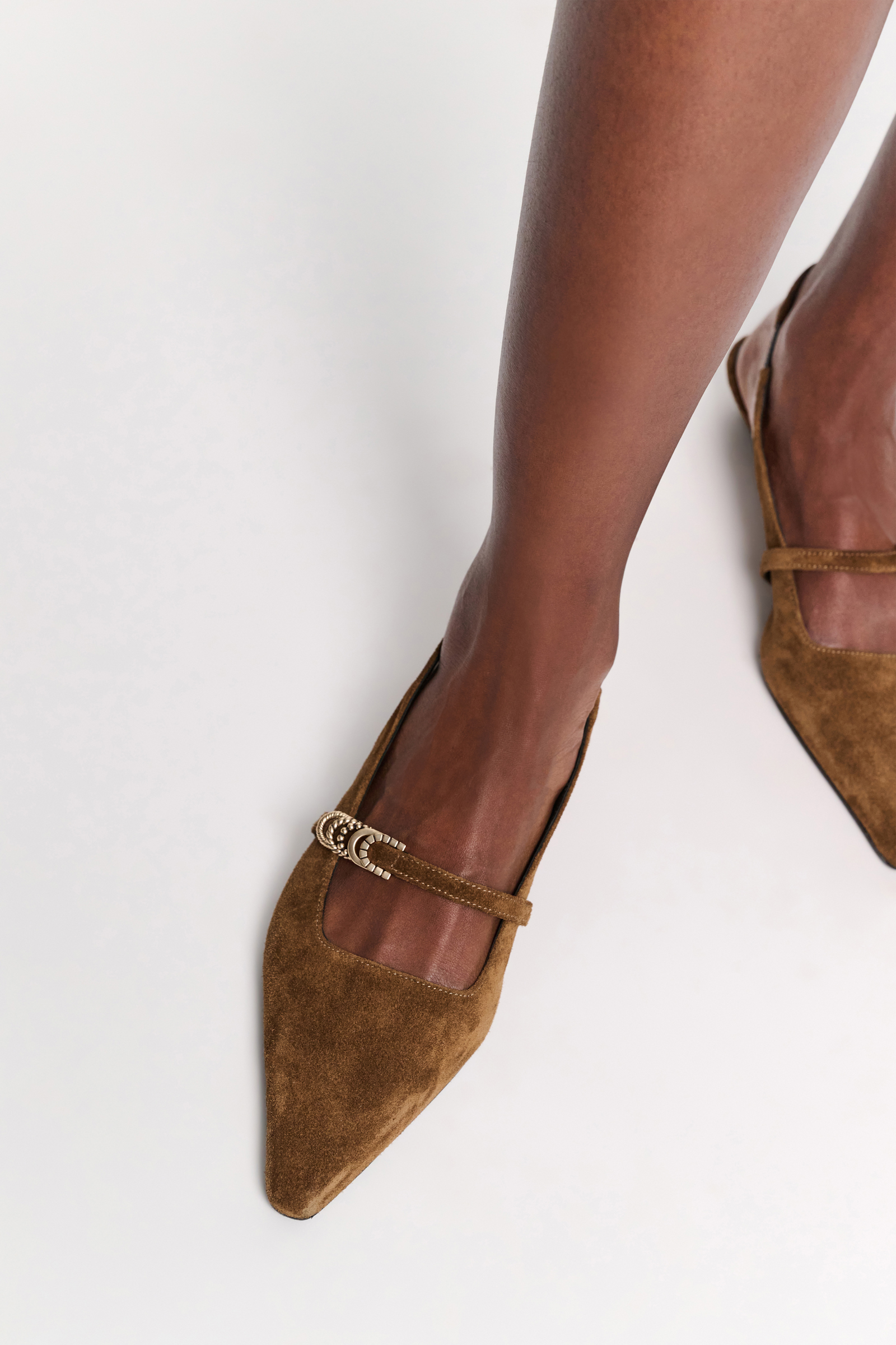 Dorothee Schumacher Micro heel suede slingbacks with D-rings vicunja