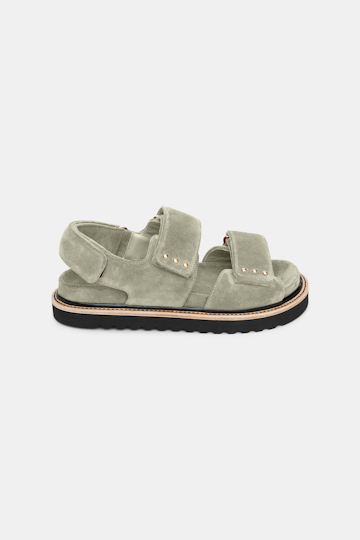 Dorothee Schumacher Flache Sandalen mit Klettverschluss-Straps soft green