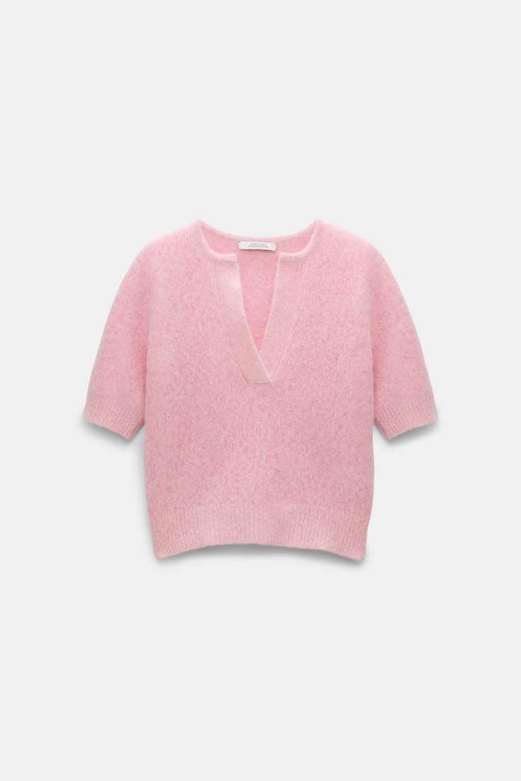 Dorothee Schumacher Extra soft cashmere crop sleeve sweater candy pink