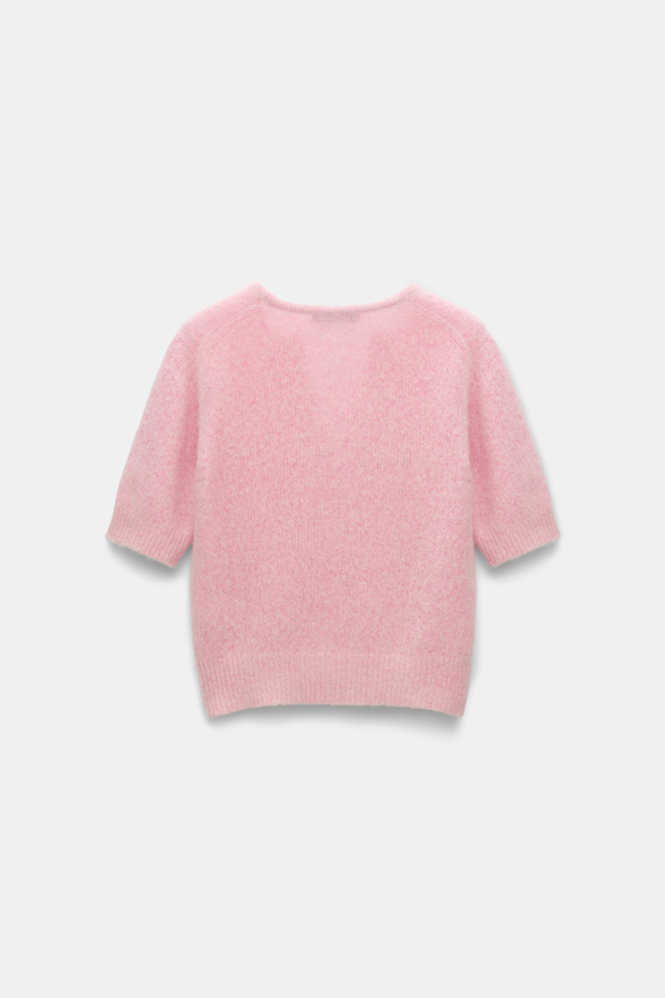 Dorothee Schumacher Extra soft cashmere crop sleeve sweater candy pink