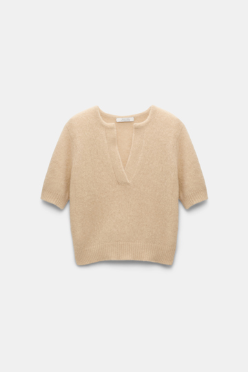 LUXURY LOVE pullover Dorothee Schumacher Besonders softer Kaschmirpullover mit verkürztem Arm baby camel