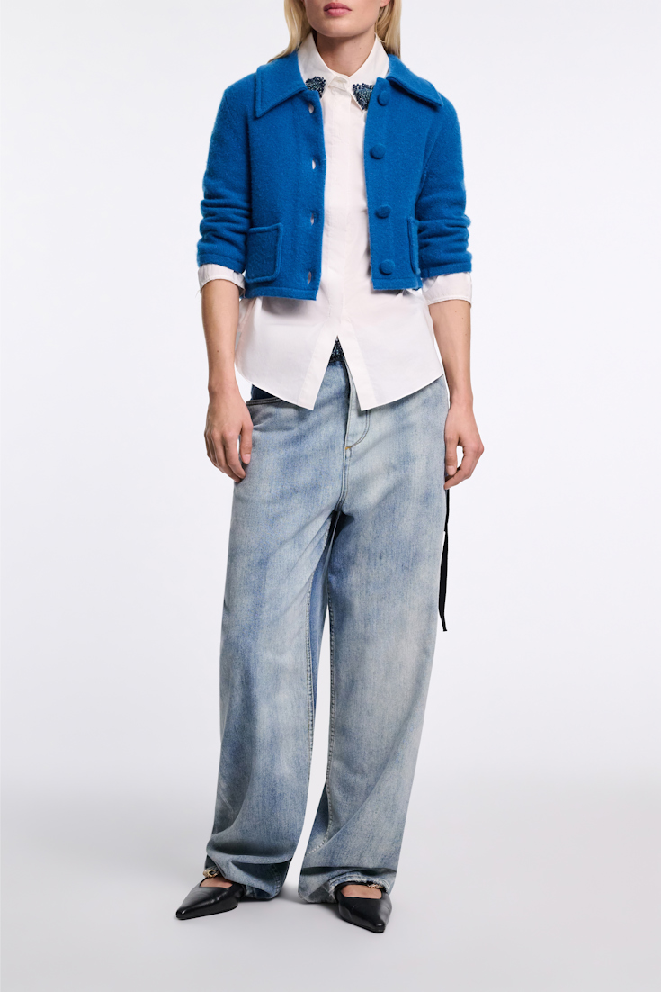 Dorothee Schumacher Verkürzter Cardigan aus Merino-Kaschmir Mix blue coral