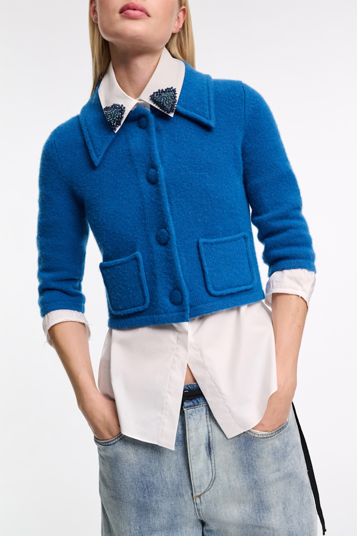 Dorothee Schumacher Verkürzter Cardigan aus Merino-Kaschmir Mix blue coral