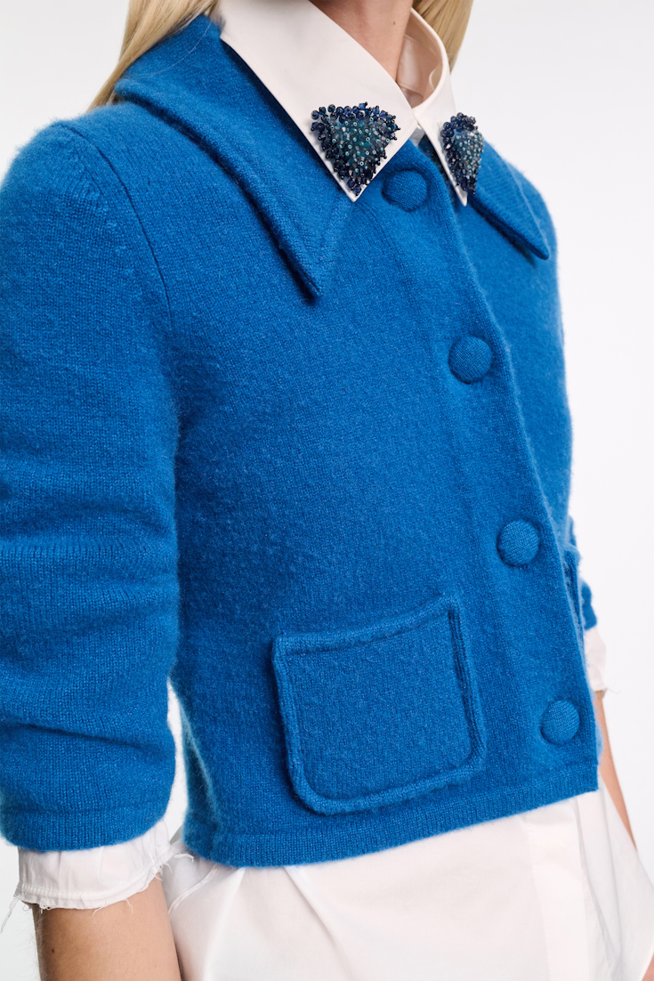 Dorothee Schumacher Verkürzter Cardigan aus Merino-Kaschmir Mix blue coral
