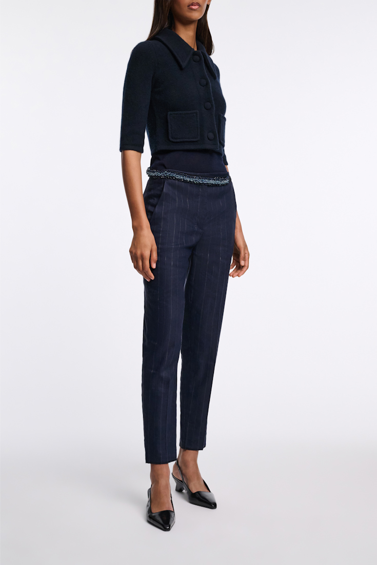 Dorothee Schumacher Verkürzter Cardigan aus Merino-Kaschmir Mix dark navy