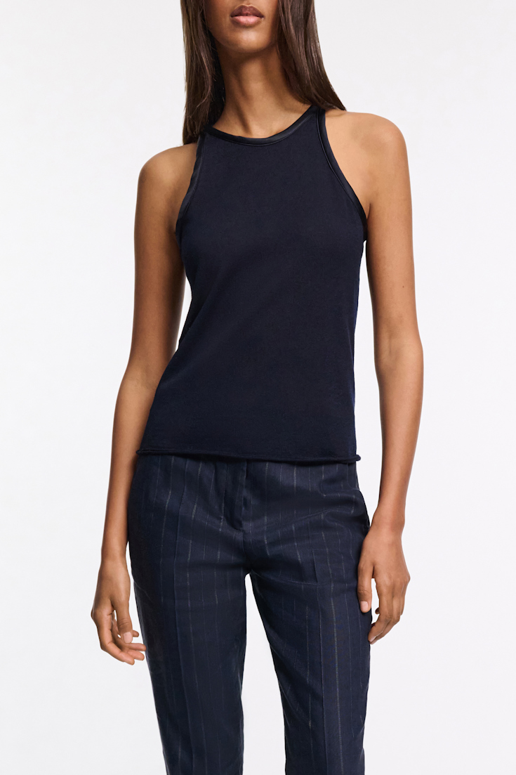 Dorothee Schumacher Tanktop mit Details aus Seidensatin dark navy