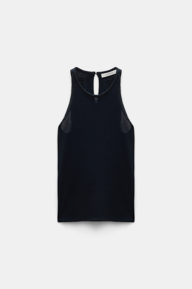 Dorothee Schumacher Tanktop mit Details aus Seidensatin dark navy