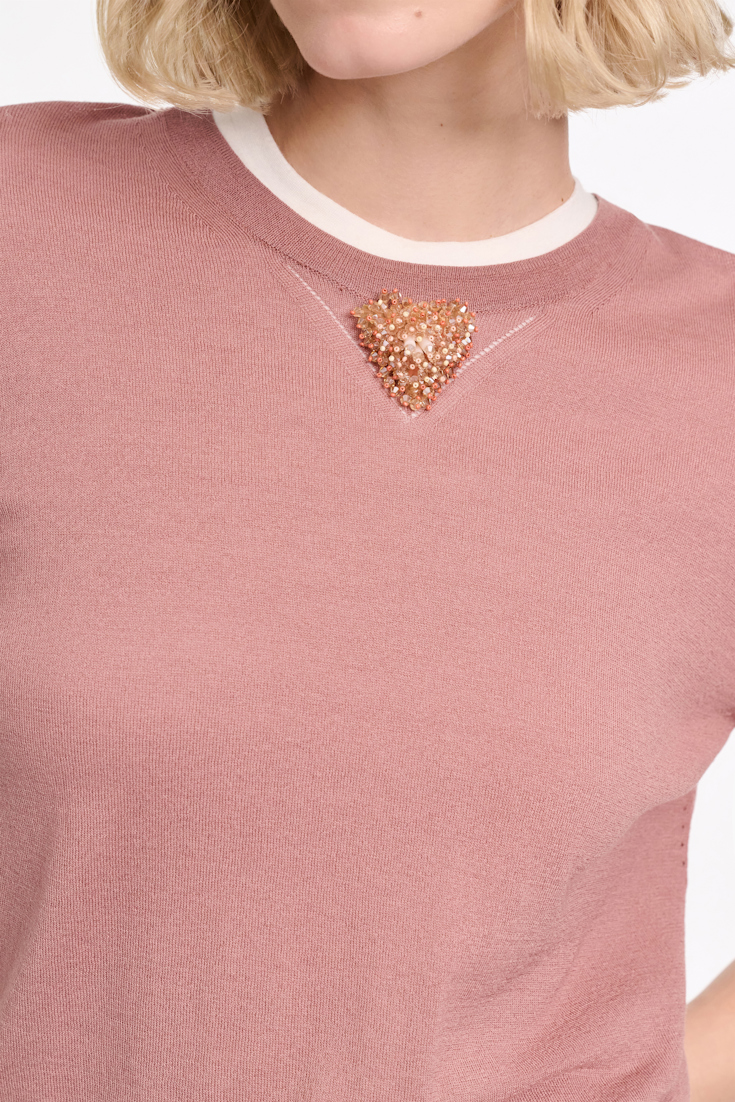 Dorothee Schumacher Rundhalspullover mit Embroidery burnt tan