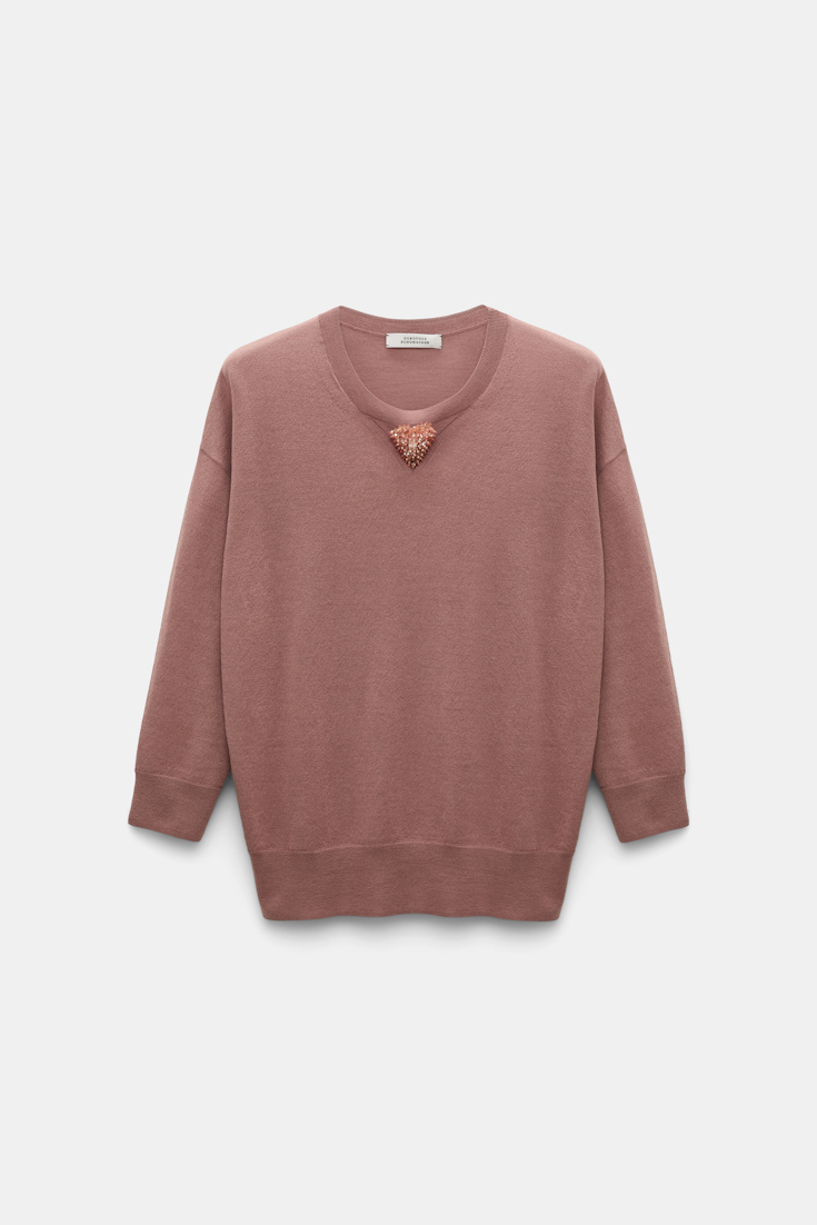 Dorothee Schumacher Rundhalspullover mit Embroidery burnt tan