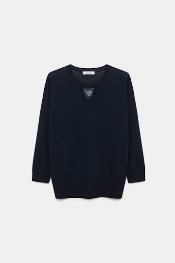 Dorothee Schumacher Rundhalspullover mit Embroidery dark navy