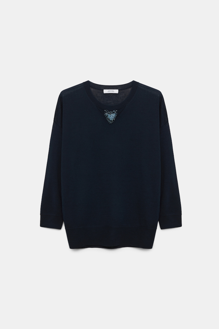 Dorothee Schumacher Rundhalspullover mit Embroidery dark navy