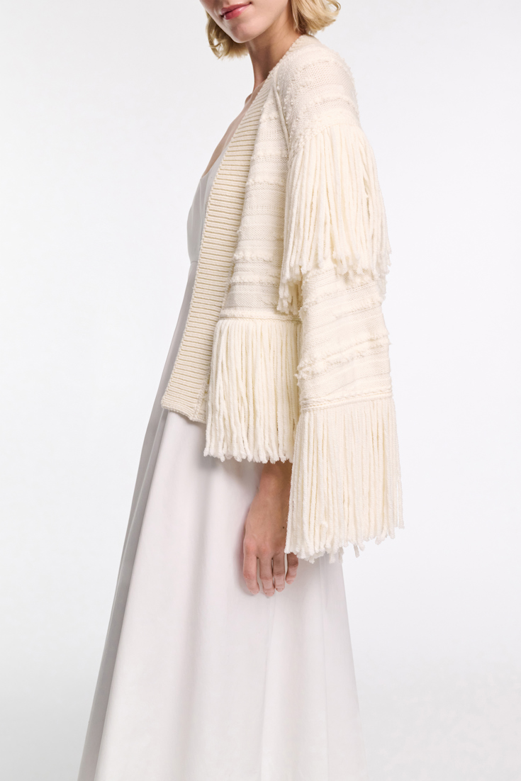 Dorothee Schumacher Cape-Cardigan mit Fransen camellia white