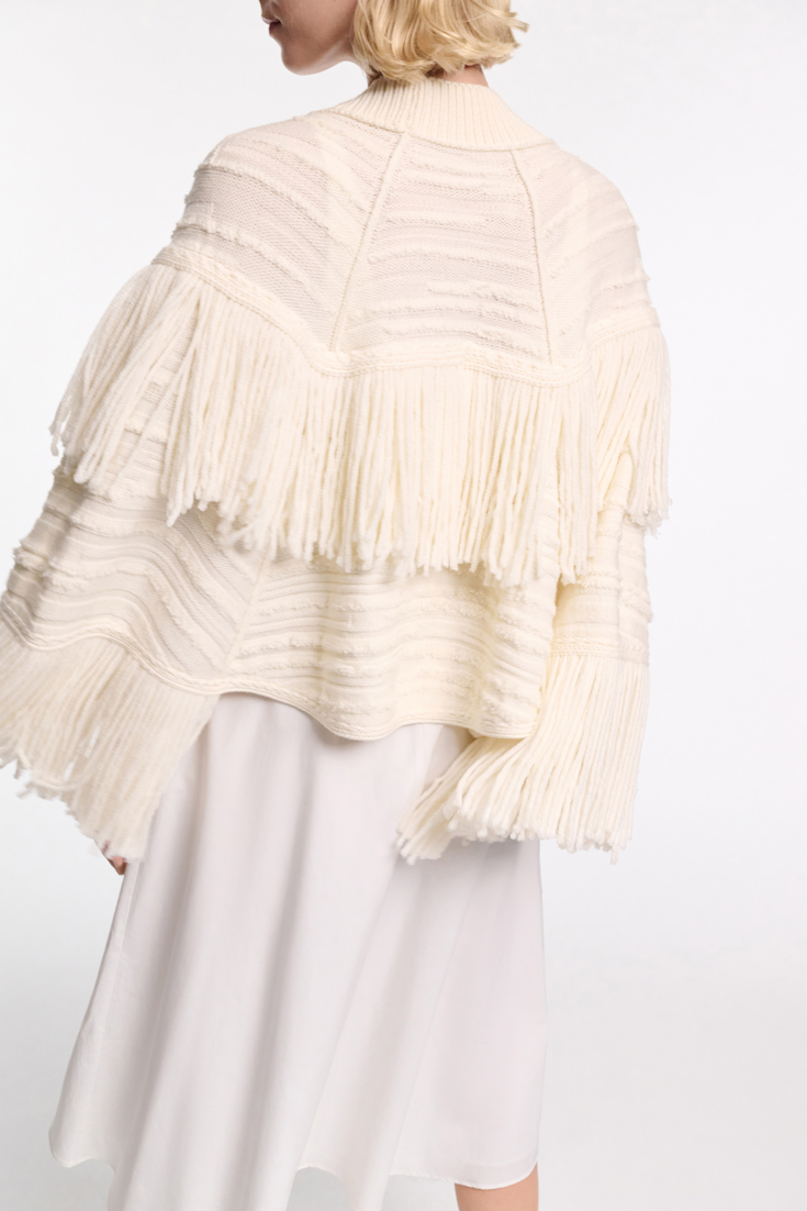 Dorothee Schumacher Cape-Cardigan mit Fransen camellia white