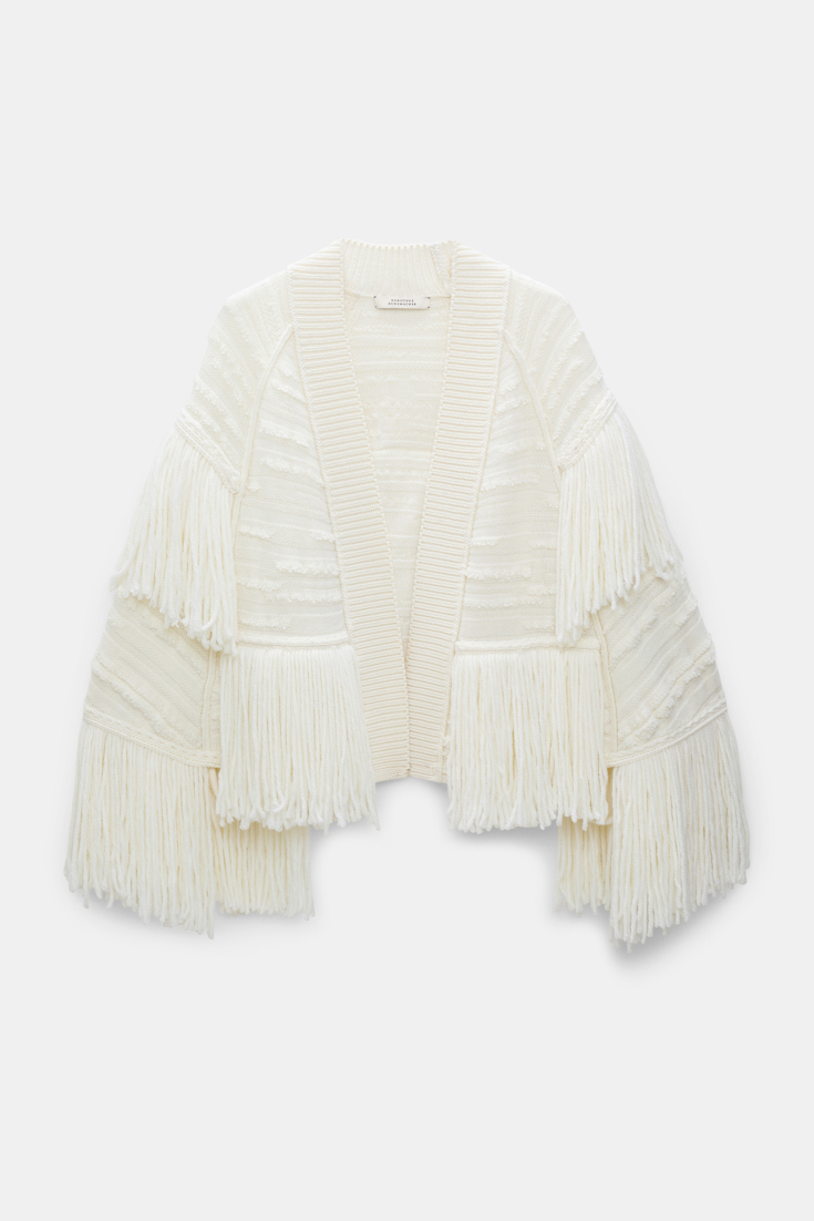 Dorothee Schumacher Cape-Cardigan mit Fransen camellia white