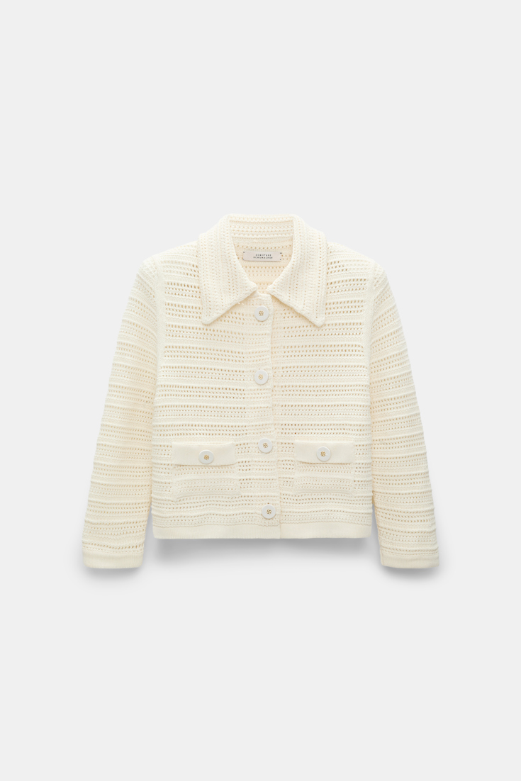 Dorothee Schumacher Verkürzte Jacke mit Pointelle-Struktur creamwhite
