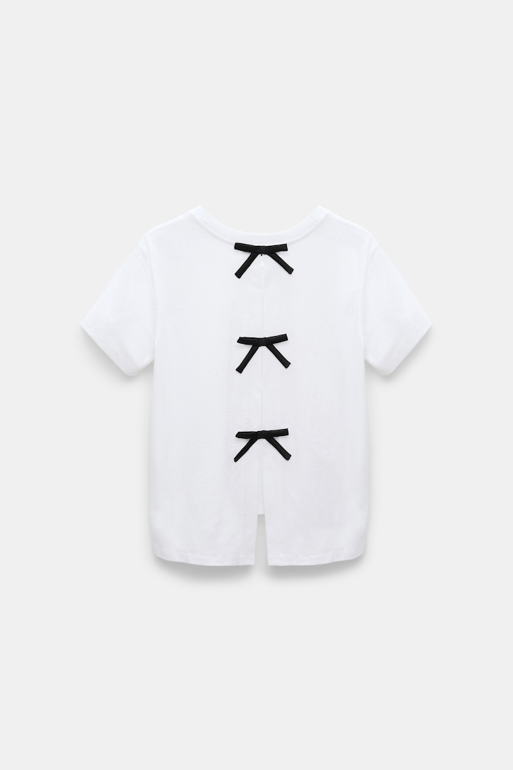 Dorothee Schumacher Rundhalsshirt mit Schleifendetails am Rücken pure white