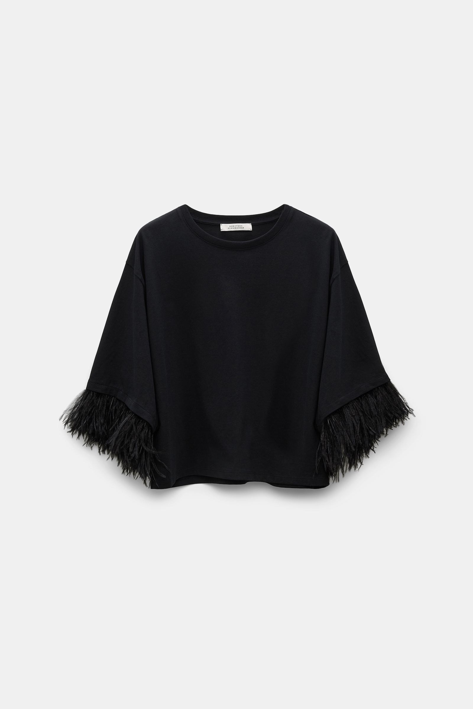 Dorothee Schumacher Rundhalsshirt mit abnehmbaren Straußenfeder-Details pure black