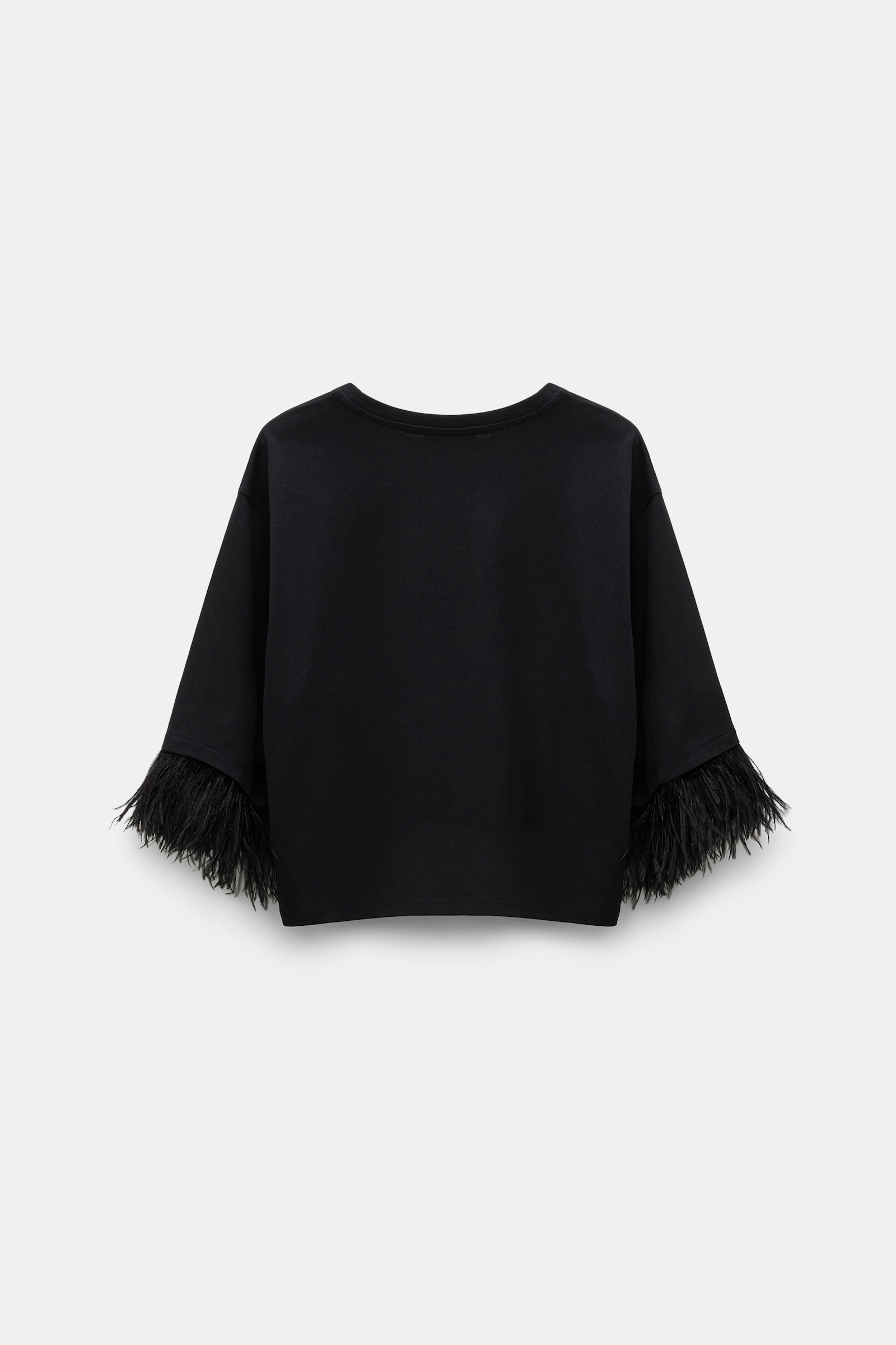 Dorothee Schumacher Rundhalsshirt mit abnehmbaren Straußenfeder-Details pure black