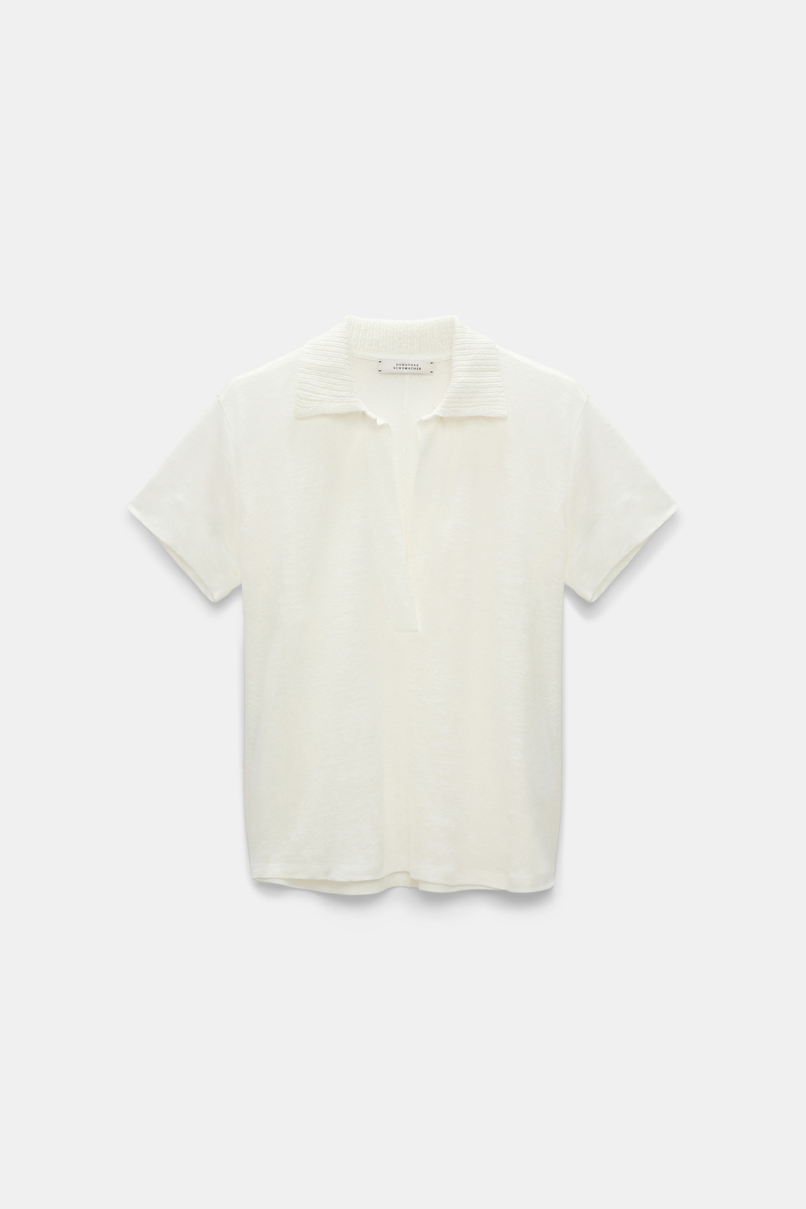 Dorothee Schumacher Poloshirt aus Hanf mit geripptem Strickkragen camellia white