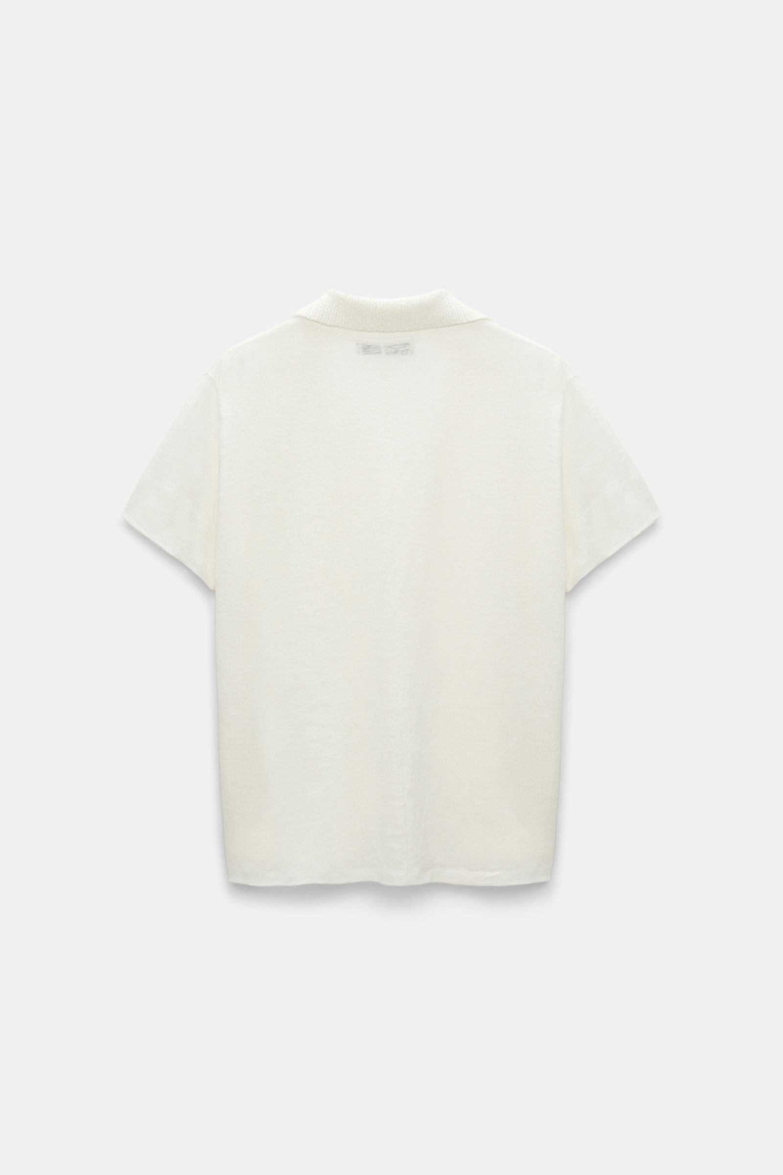 Dorothee Schumacher Poloshirt aus Hanf mit geripptem Strickkragen camellia white