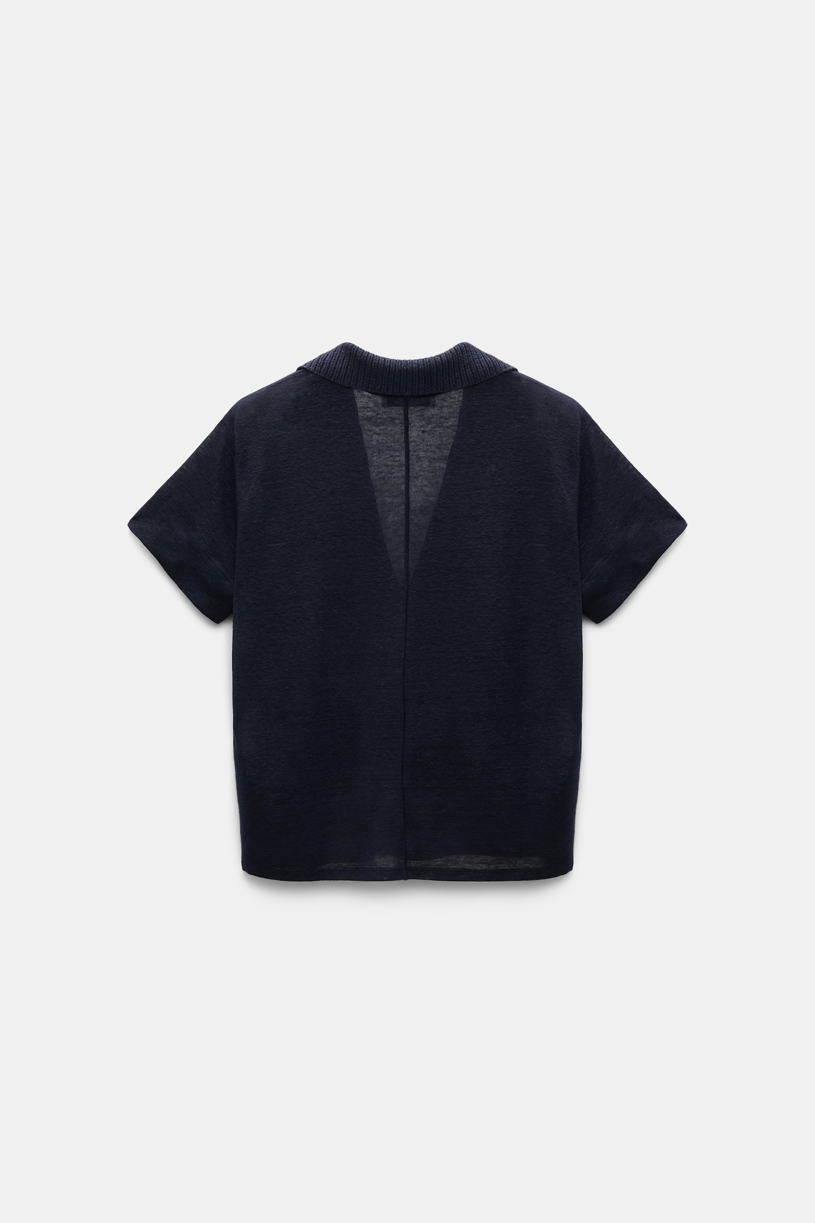 Dorothee Schumacher Hemp polo shirt with ribbed knit collar dark navy