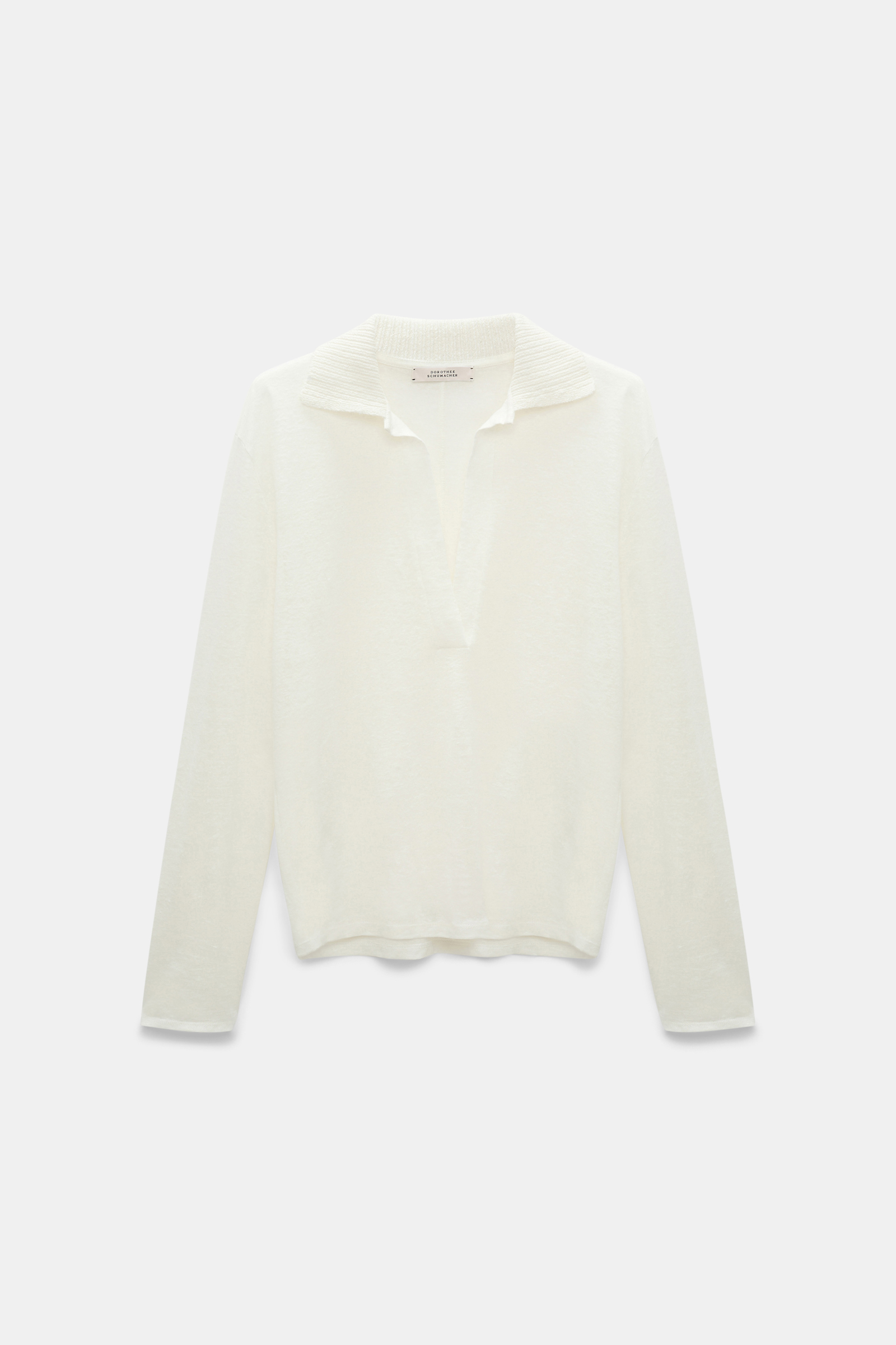 Dorothee Schumacher Langarmshirt aus Hanf mit geripptem Strickkragen camellia white
