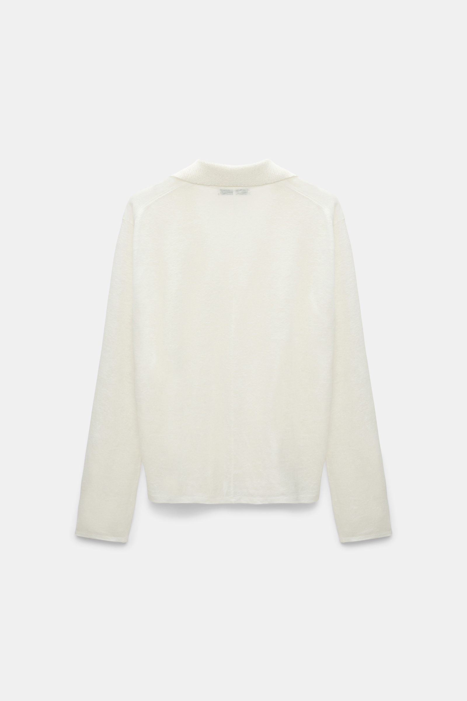 Dorothee Schumacher Langarmshirt aus Hanf mit geripptem Strickkragen camellia white