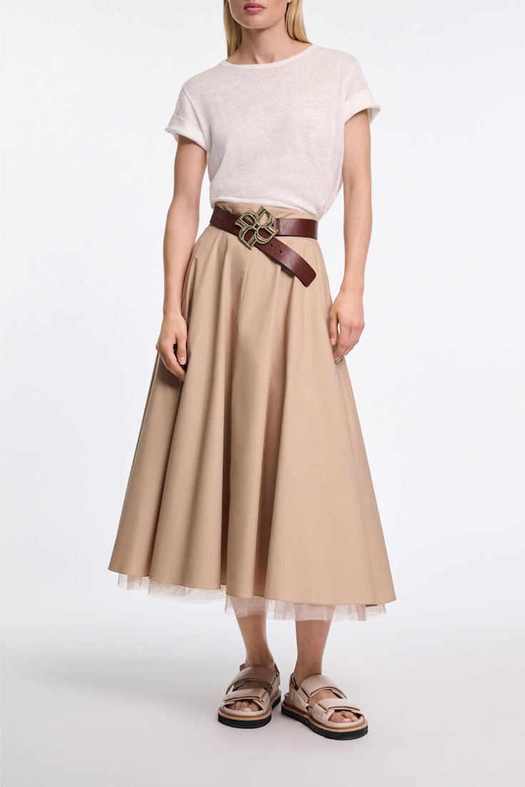 Dorothee Schumacher T-Shirt aus Hanf mit Rundhalsausschnitt camellia white