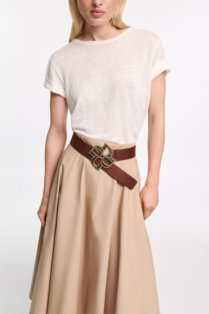 Dorothee Schumacher T-Shirt aus Hanf mit Rundhalsausschnitt camellia white
