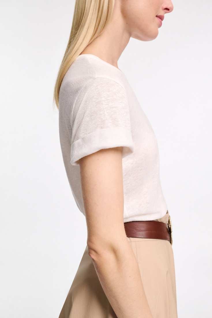 Dorothee Schumacher T-Shirt aus Hanf mit Rundhalsausschnitt camellia white