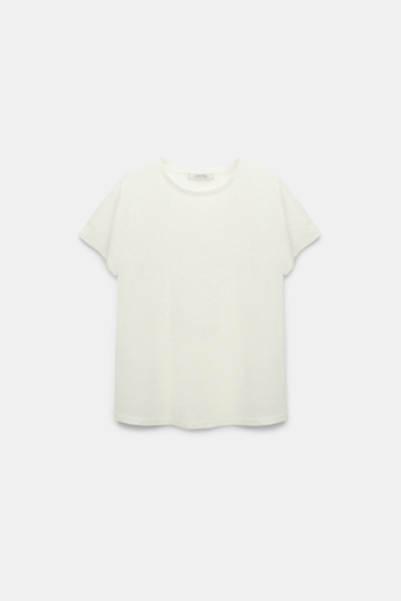 Dorothee Schumacher T-Shirt aus Hanf mit Rundhalsausschnitt camellia white