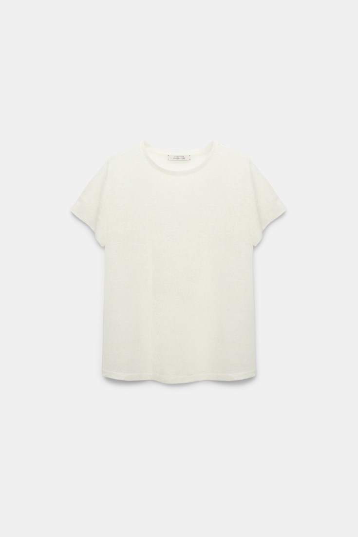 Dorothee Schumacher T-Shirt aus Hanf mit Rundhalsausschnitt camellia white