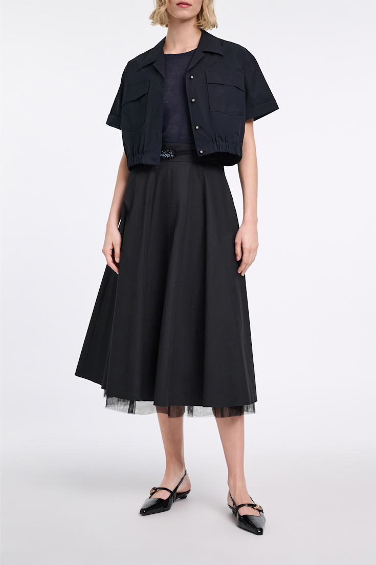 Dorothee Schumacher T-Shirt aus Hanf mit Rundhalsausschnitt dark navy